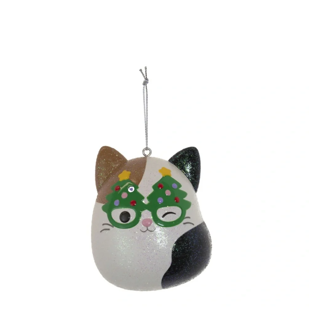 Squishmallow Cam the Cat Festive Ornament - Brown, Black, White